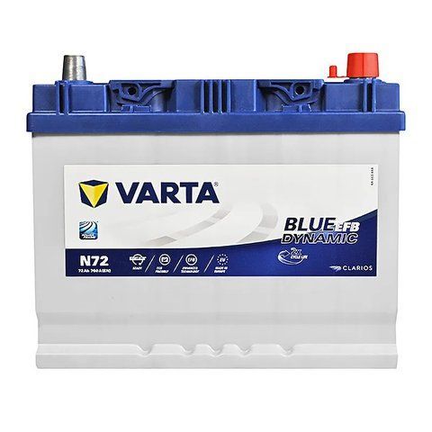 VARTA BLUE DYNAMIC EFB (N72) JIS (572501076) 72AH 760A (0) AKU309 фото